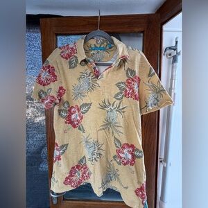 Tori Richard tropical Floral Short Sleeve Polo Shirt Size M